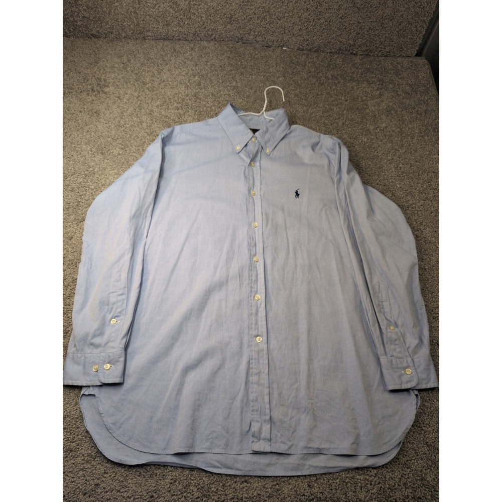 Ralph Lauren Mens Blue Oxford Button Down Shirt 16.5 32-33 Long Sleeve Cotton‎